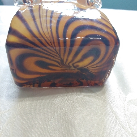 Blown Decorative Glass Tiger Striped Glass Hand Bag - Picture 10 of 10